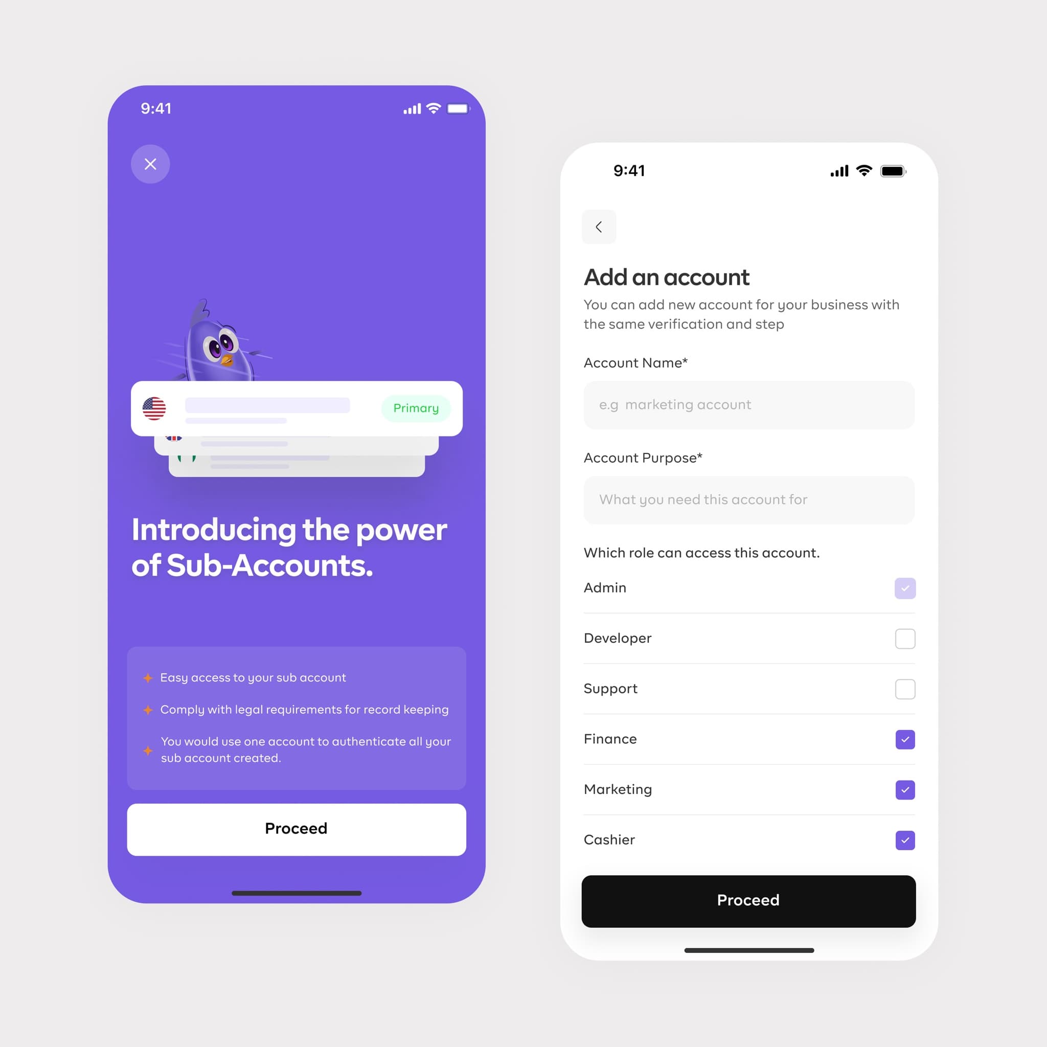 Sub-accounts screen 2