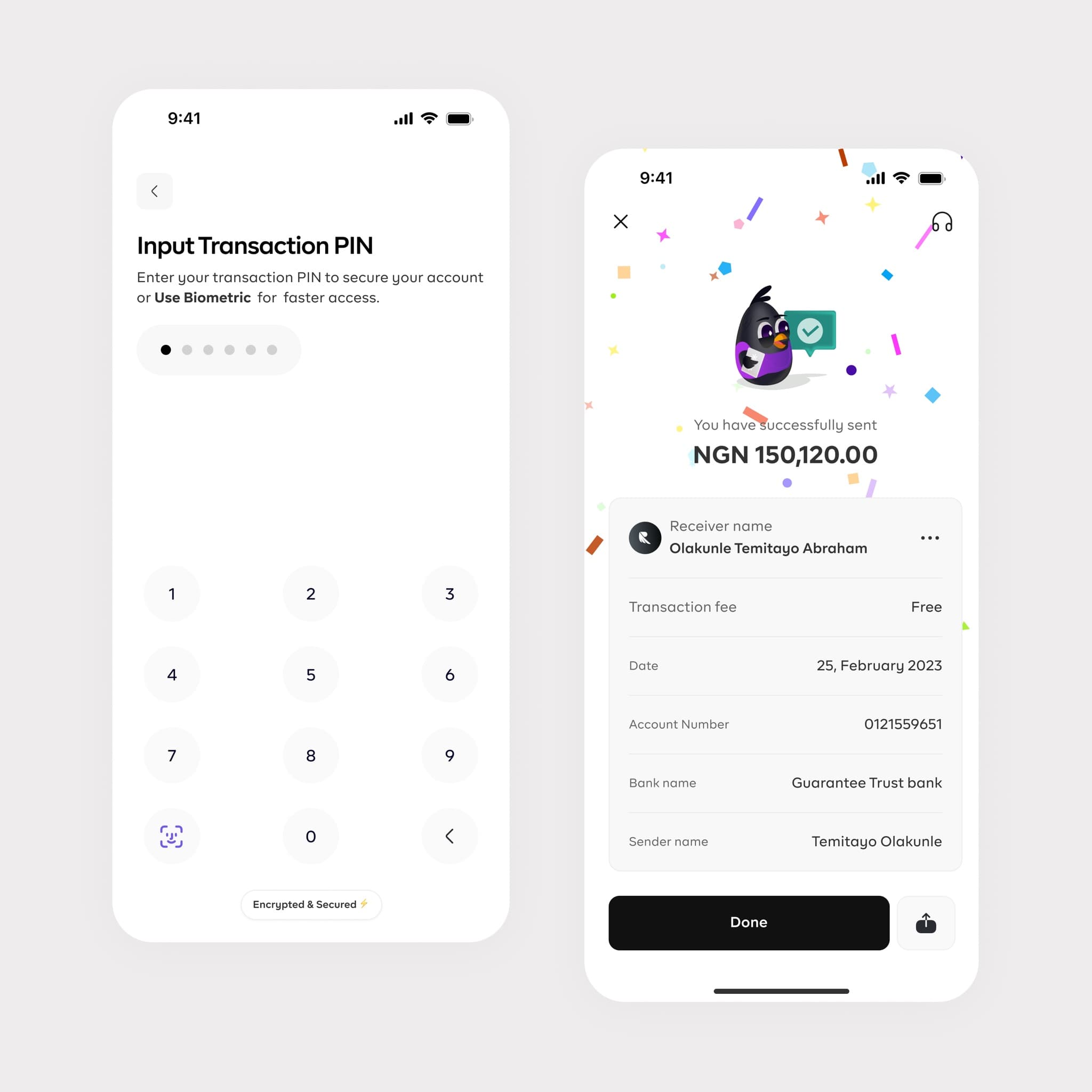 Sending and receiving money screen 5
