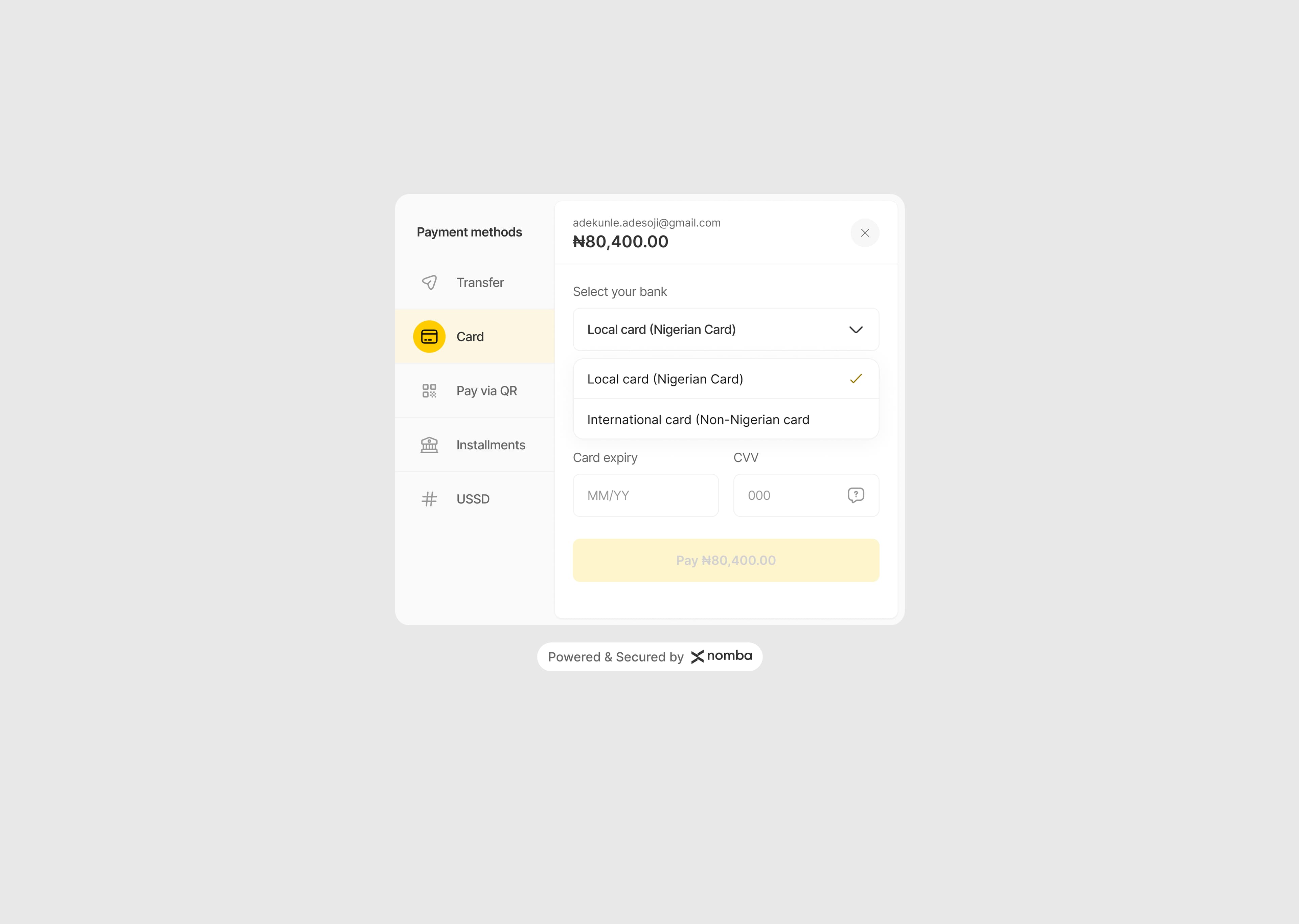 Card type switcher