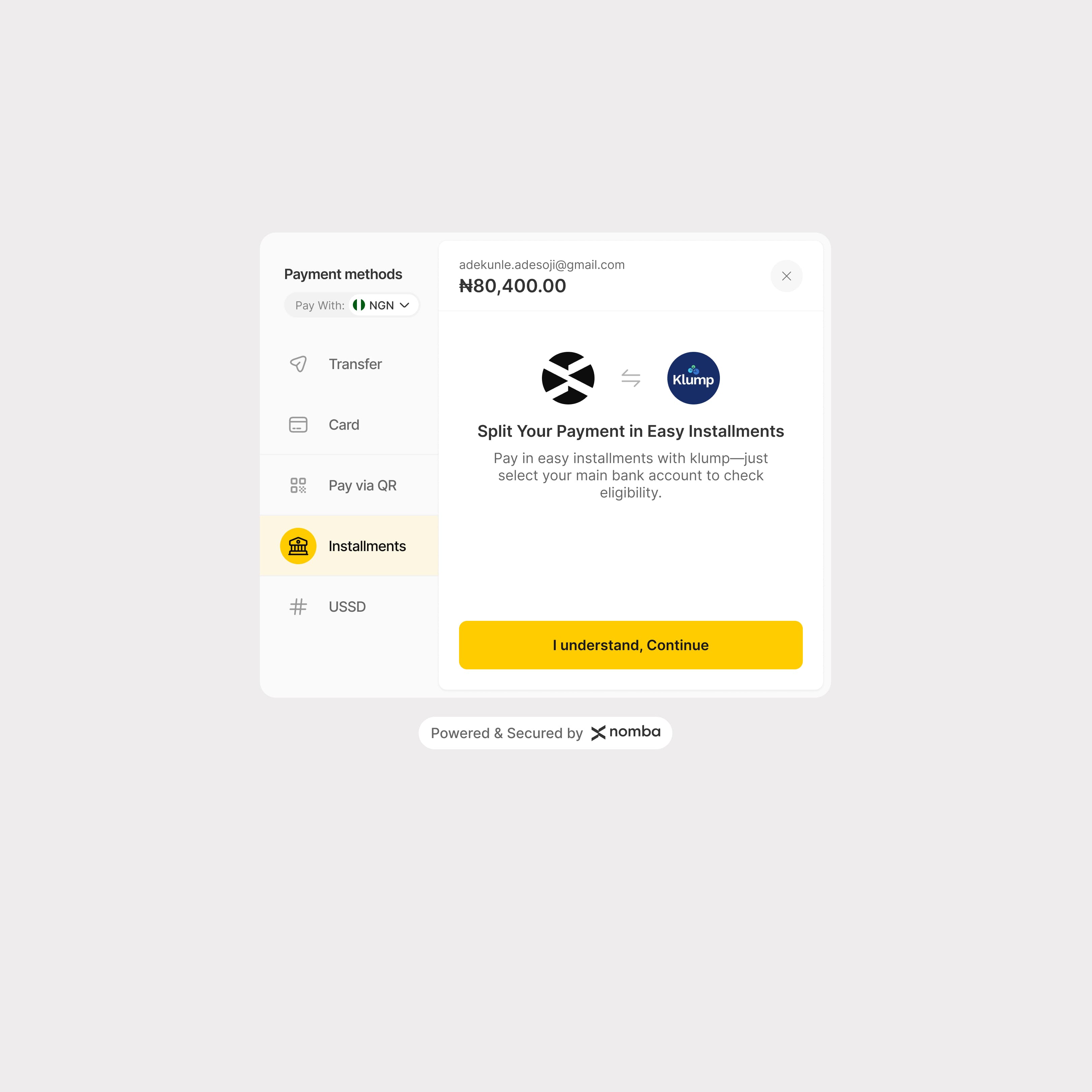 Installment payment options