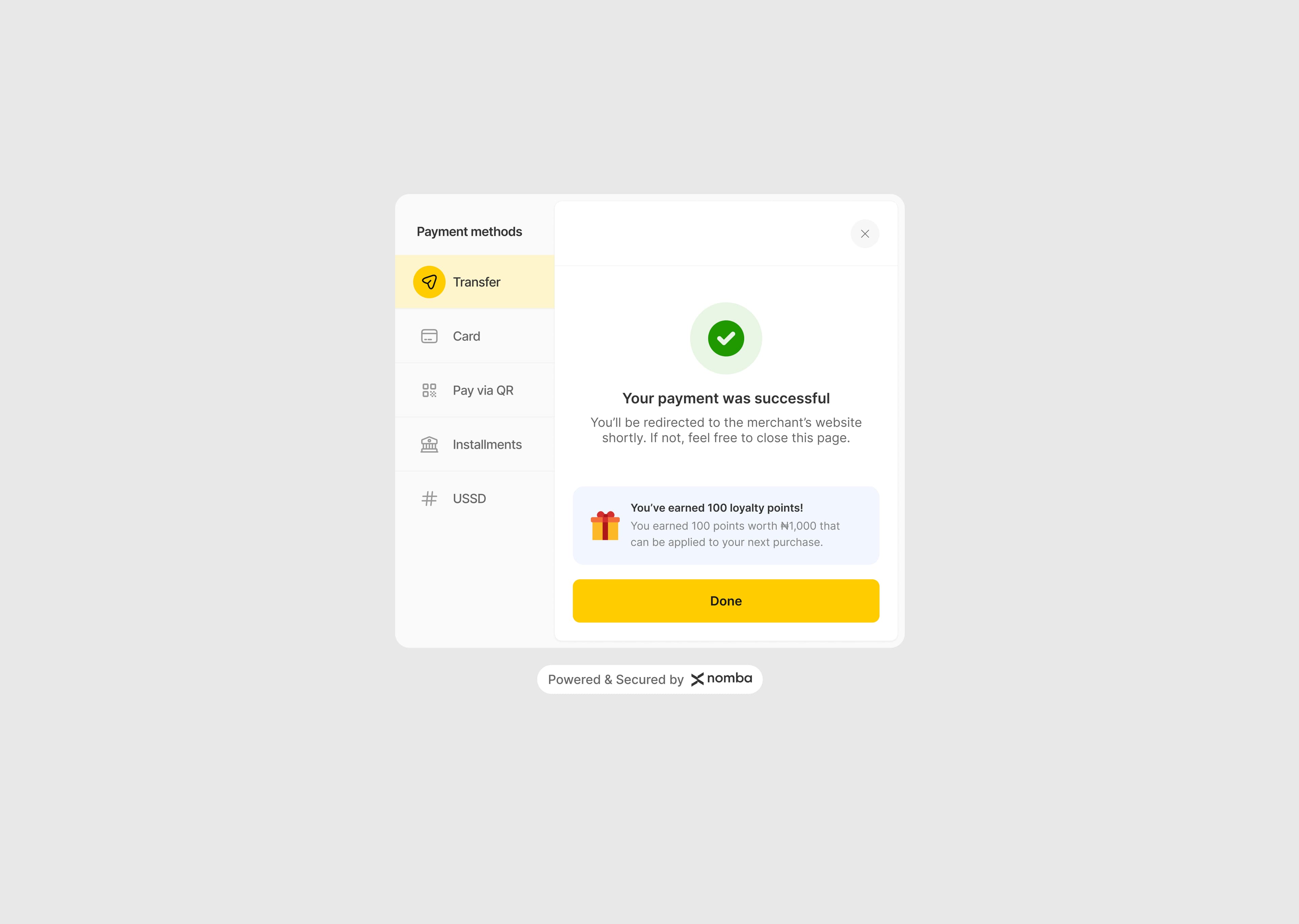 Checkout total after applying loyalty points