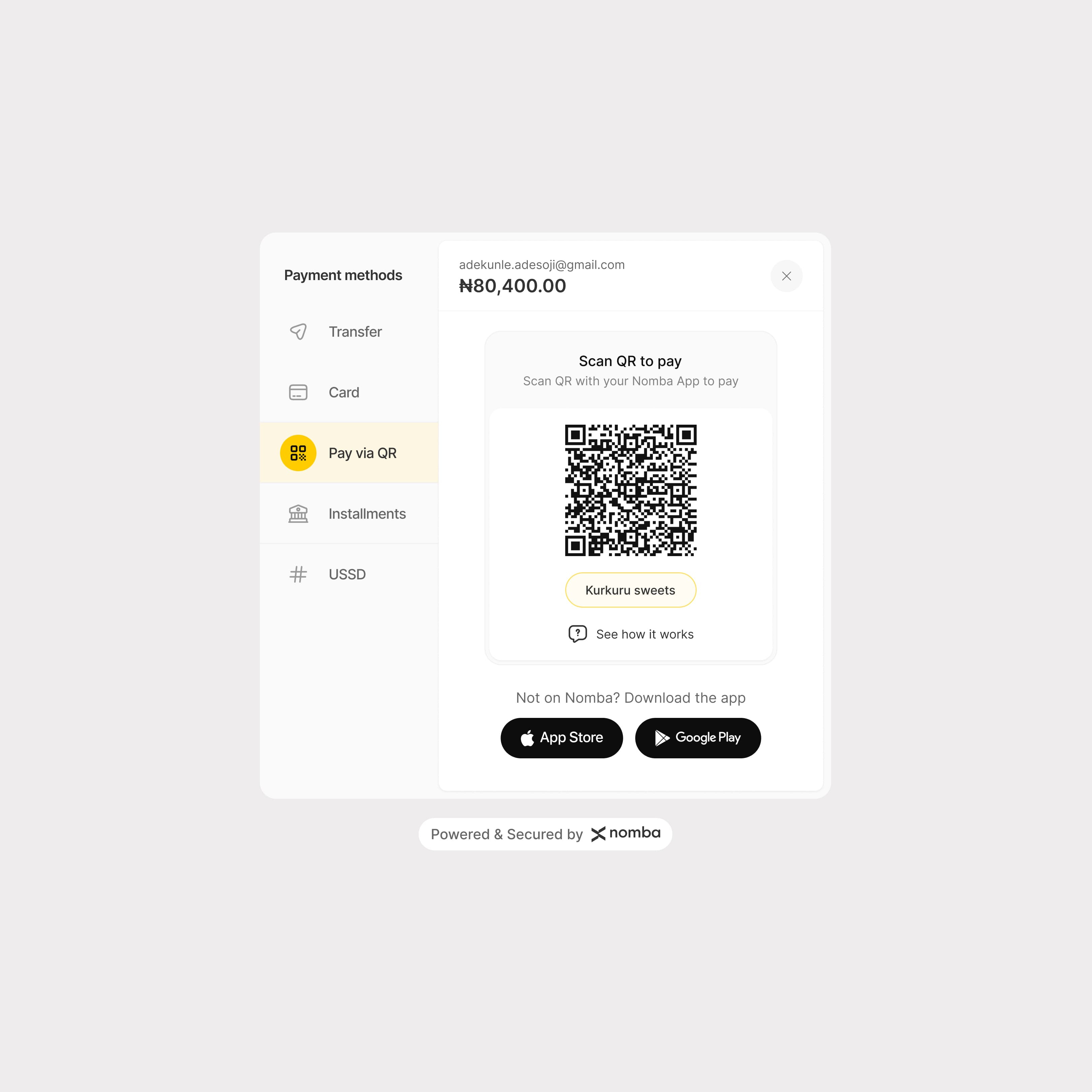 QR code payment flow