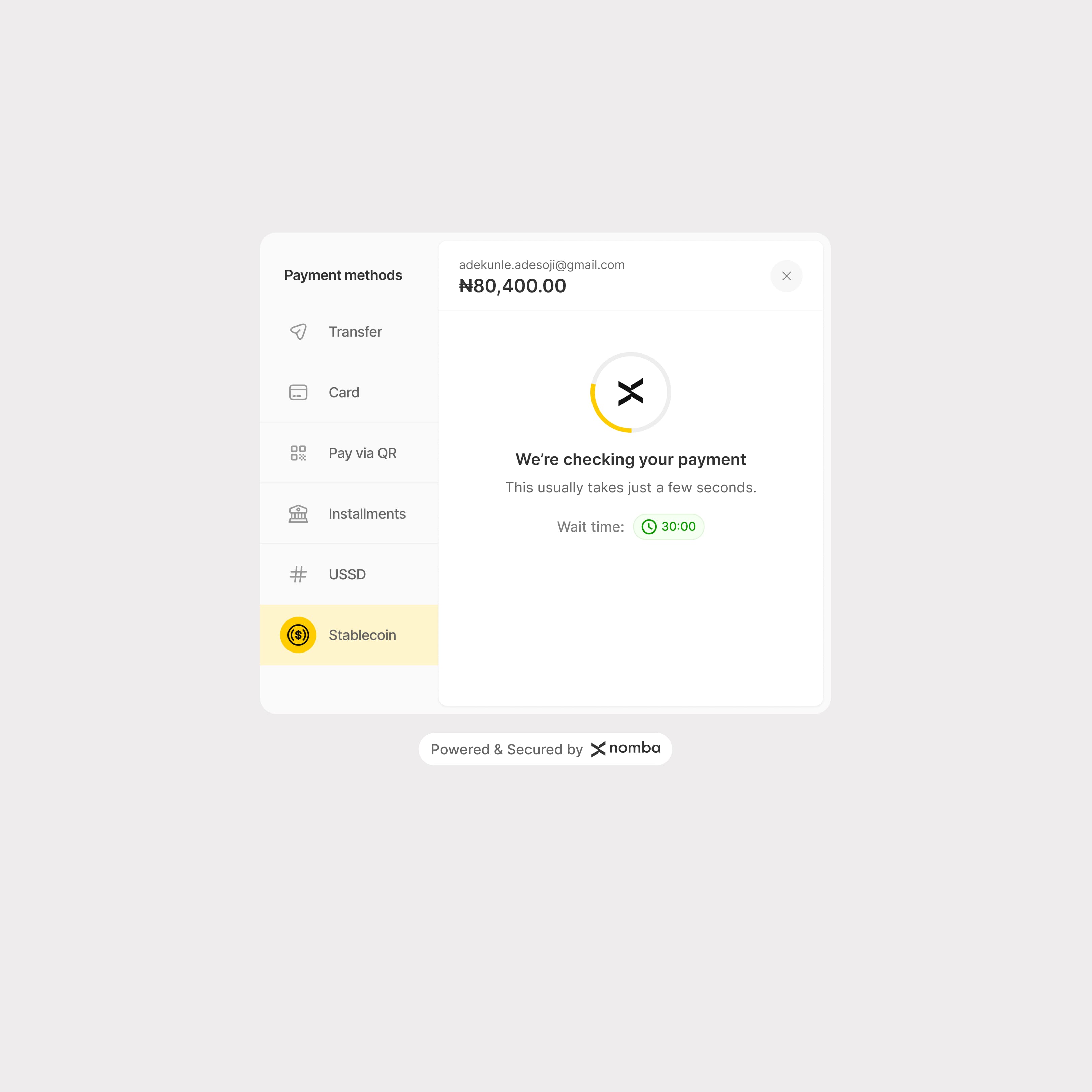 Stablecoin payment processing state