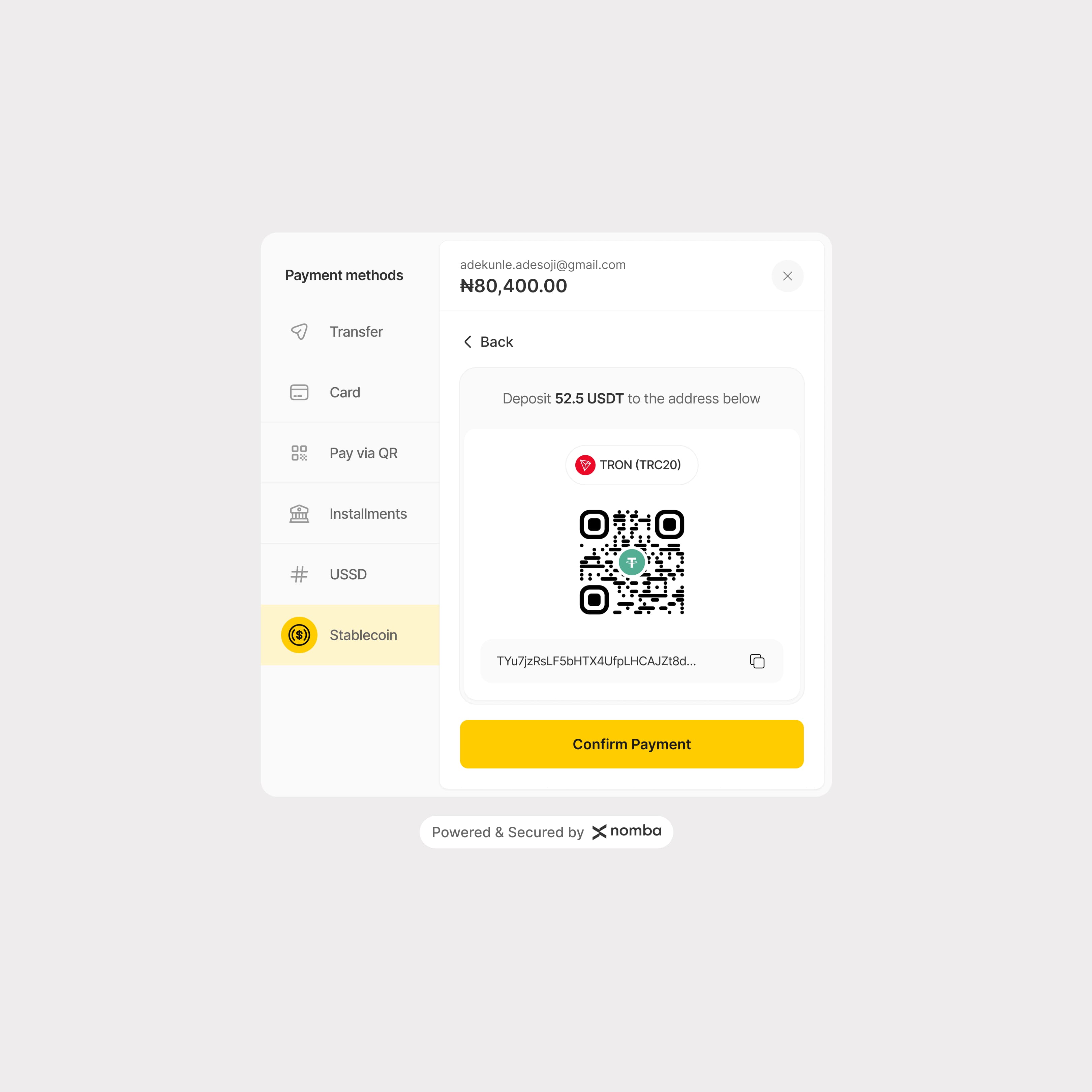Stablecoin wallet payment instructions
