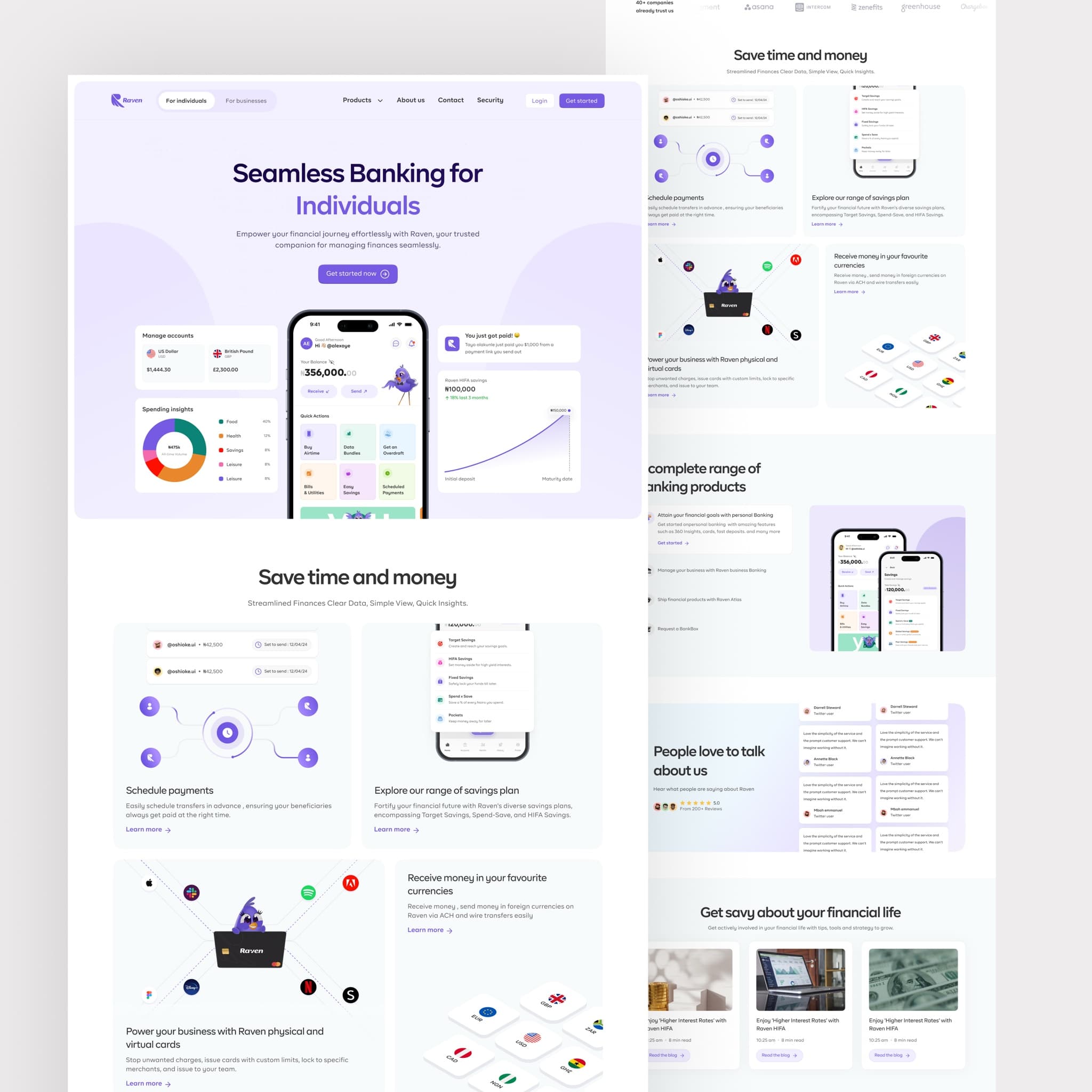 Raven Bank website homepage design